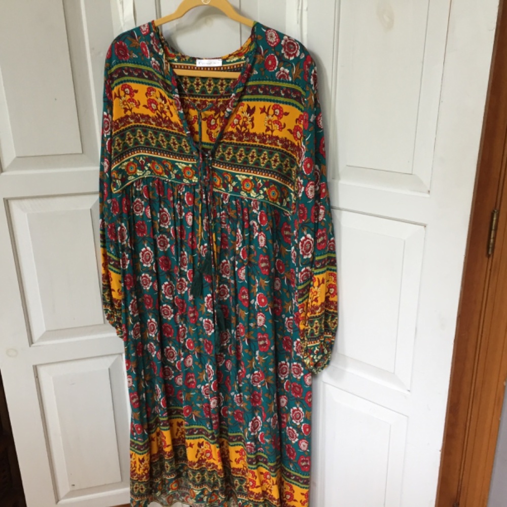 Floral Long Sleeve Dress - Multicolor - Picture 9 of 15